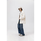 Unisex Jacket Autumn Winter Retro Polo Collar Jacket Loose Lamb Wool Couple Coat